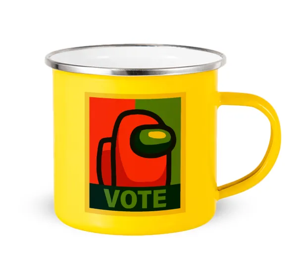 Among US VOTE — Yellow Enamel Metallic Cup 360ml