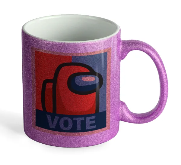 Among US VOTE — Κούπα Μωβ Glitter που γυαλίζει, κεραμική, 330ml