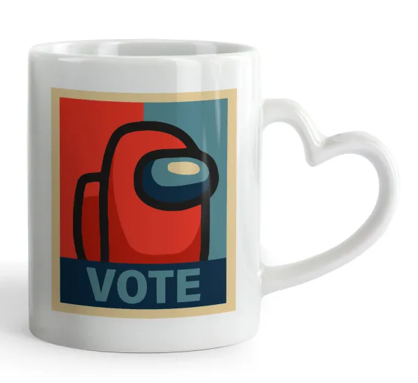Among US VOTE — Mug heart handle, ceramic, 330ml