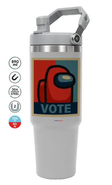 Among US VOTE — GREY Travel Tumbler with Handle 890ml