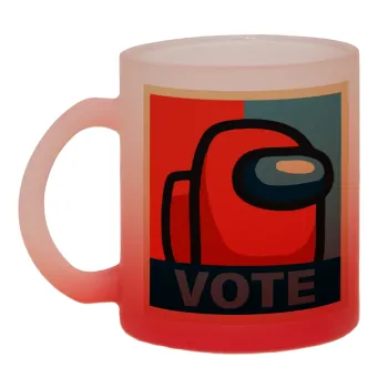 Among US VOTE, Κούπα γυάλινη δίχρωμη με βάση το κόκκινο ματ, 330ml