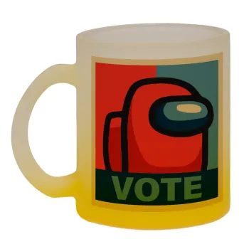 Among US VOTE, Κούπα γυάλινη δίχρωμη με βάση το κίτρινο ματ, 330ml