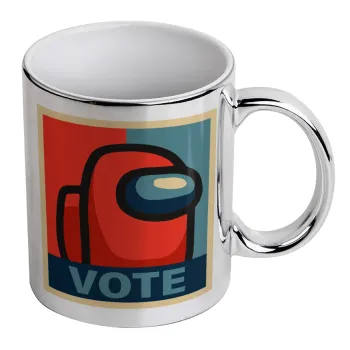 Among US VOTE, Κούπα κεραμική, ασημένια καθρέπτης, 330ml