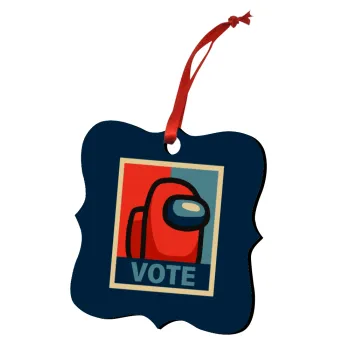 Among US VOTE, Christmas ornament polygon wooden 7.5cm