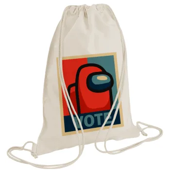 Among US VOTE, Τσάντα πλάτης πουγκί GYMBAG natural (28x40cm)