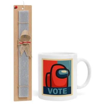 Among US VOTE, Easter Set, Ceramic Cup (330ml) & Easter aromatic flat candle (30cm) (GRAY)