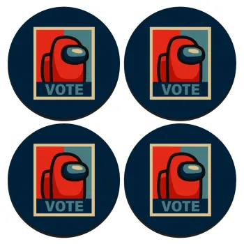 Among US VOTE, SET of 4 round wooden coasters (9cm)