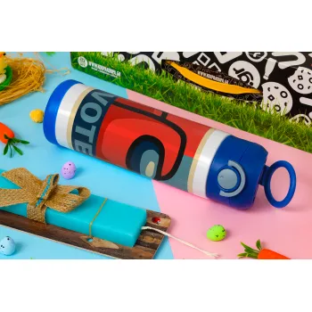 Among US VOTE, Easter candle, Childrens hot water bottle, stainless steel, with safety straw, BLUE (500ml)