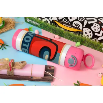 Among US VOTE, Easter candle, Childrens hot water bottle, stainless steel, with safety straw, PINK (500ml)