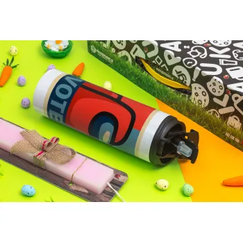 Among US VOTE, Πασχαλινή Λαμπάδα με Travel Tumbler θερμό με διπλό καπάκι (600ml, BPA free) & κερί αρωματικό πλακέ (30cm) (ΡΟΖ)
