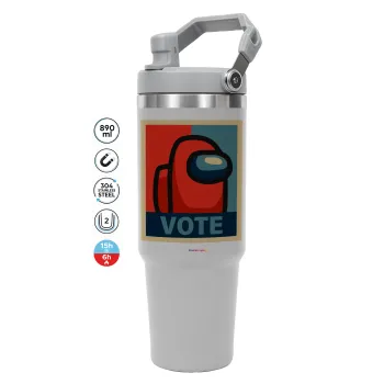 Among US VOTE, ΓΚΡΙ χρώματος Θερμός Ανοξείδωτο 890ml (30oz) με χερούλι