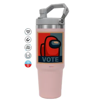 Among US VOTE, ΡΟΖ χρώματος Θερμός Ανοξείδωτο 890ml (30oz) με χερούλι