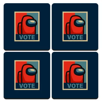 Among US VOTE, ΣΕΤ 4 Σουβέρ ξύλινα τετράγωνα (9cm)