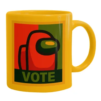 Among US VOTE, Ceramic coffee mug yellow, 330ml