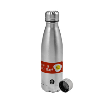 Have a nice day Emoji, Metallic water bottle, stainless steel, 750ml