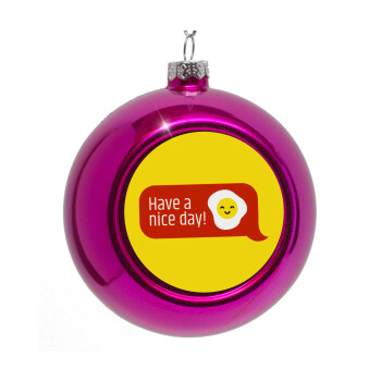 Have a nice day Emoji, Purple Christmas tree ornament bauble 8cm