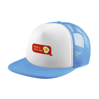 Have a nice day Emoji, Καπέλο Soft Trucker με Δίχτυ Γαλάζιο/Λευκό