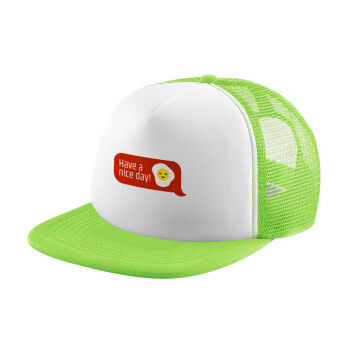 Have a nice day Emoji, Καπέλο Soft Trucker με Δίχτυ Πράσινο/Λευκό