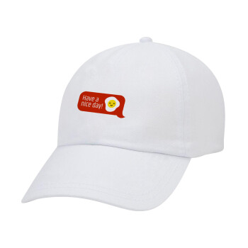 Have a nice day Emoji, Καπέλο Ενηλίκων Baseball Λευκό 5-φύλλο (POLYESTER, ΕΝΗΛΙΚΩΝ, UNISEX, ONE SIZE)