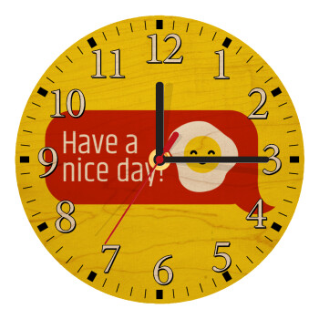 Have a nice day Emoji, Ρολόι τοίχου ξύλινο plywood (20cm)