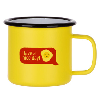 Have a nice day Emoji, Κούπα Μεταλλική εμαγιέ ΜΑΤ Κίτρινη 360ml