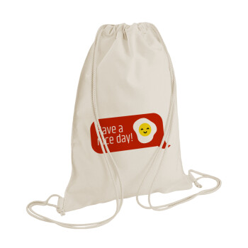 Have a nice day Emoji, Τσάντα πλάτης πουγκί GYMBAG natural (28x40cm)