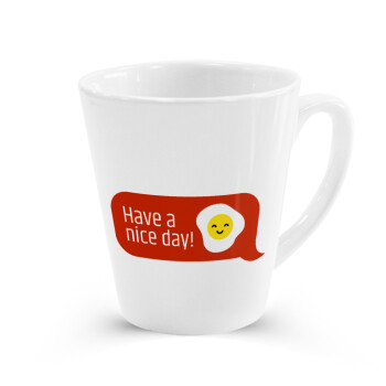Have a nice day Emoji, Κούπα κωνική Latte Λευκή, κεραμική, 300ml