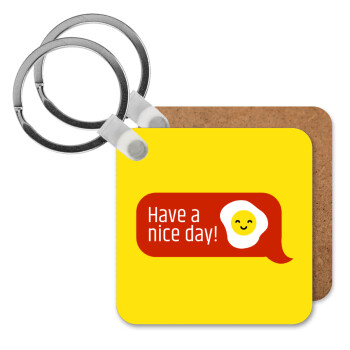 Have a nice day Emoji, Μπρελόκ Ξύλινο τετράγωνο MDF