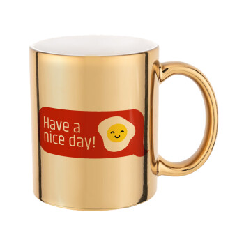 Have a nice day Emoji, Κούπα κεραμική, χρυσή καθρέπτης, 330ml