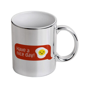 Have a nice day Emoji, Mug ceramic, silver mirror, 330ml