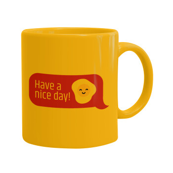 Have a nice day Emoji, Ceramic coffee mug yellow, 330ml