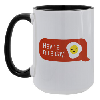 Have a nice day Emoji, Κούπα Mega 15oz, κεραμική Μαύρη, 450ml