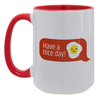 Have a nice day Emoji, Κούπα Mega 15oz, κεραμική Κόκκινη, 450ml