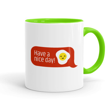 Have a nice day Emoji, Mug colored light green, ceramic, 330ml