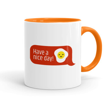 Have a nice day Emoji, Κούπα χρωματιστή πορτοκαλί, κεραμική, 330ml