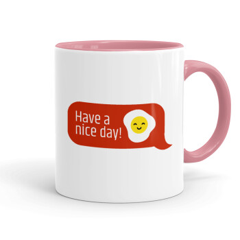 Have a nice day Emoji, Mug colored pink, ceramic, 330ml