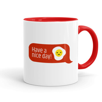 Have a nice day Emoji, Mug colored red, ceramic, 330ml