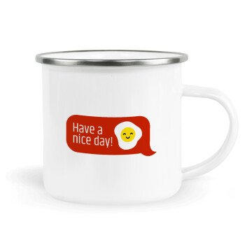 Have a nice day Emoji, Metallic enamel cup white 360ml