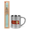 Easter Set, metallic thermal cup (300ml) & aromatic flat Easter candle (30cm) (TURQUOISE)