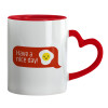 Mug heart red handle, ceramic, 330ml
