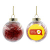 Transparent Christmas tree ball ornament with red filling 8cm