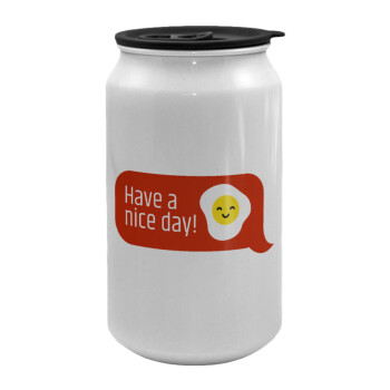 Have a nice day Emoji, Κούπα ταξιδιού μεταλλική με καπάκι (tin-can) 500ml