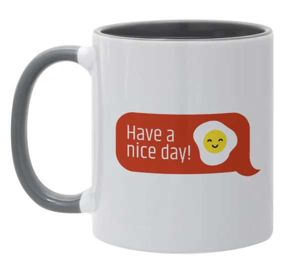 Have a nice day Emoji — Κούπα χρωματιστή γκρι, κεραμική, 330ml
