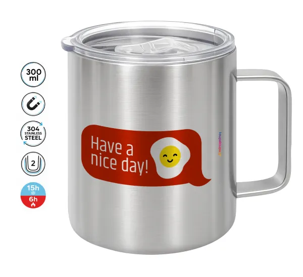 Have a nice day Emoji — Double-walled stainless steel mug 300ml with temperature-retaining lid