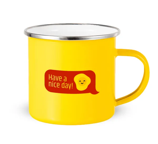 Have a nice day Emoji — Yellow Enamel Metallic Cup 360ml