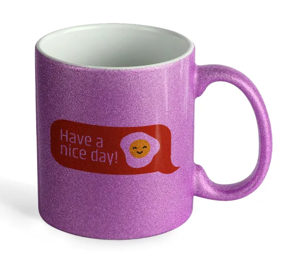 Have a nice day Emoji — Κούπα Μωβ Glitter που γυαλίζει, κεραμική, 330ml