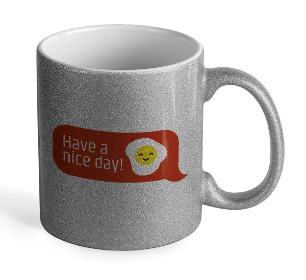 Have a nice day Emoji — Glitter Ασημένια