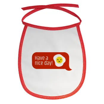 Have a nice day Emoji, Σαλιάρα μωρού αλέκιαστη με κορδόνι Κόκκινη