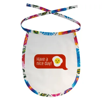 Have a nice day Emoji, Σαλιάρα μωρού αλέκιαστη με κορδόνι Χρωματιστή