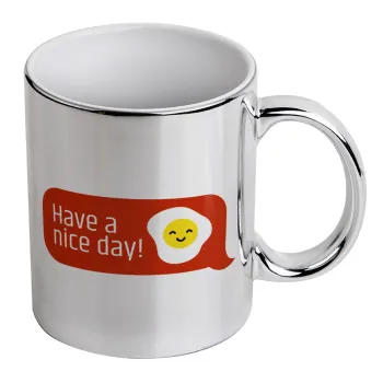 Have a nice day Emoji, Mug ceramic, silver mirror, 330ml